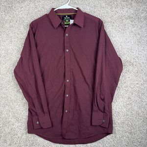 Tom Baine Mens Med Slim Fit Performance Shirt Burgundy Red 4 Way Stretch
